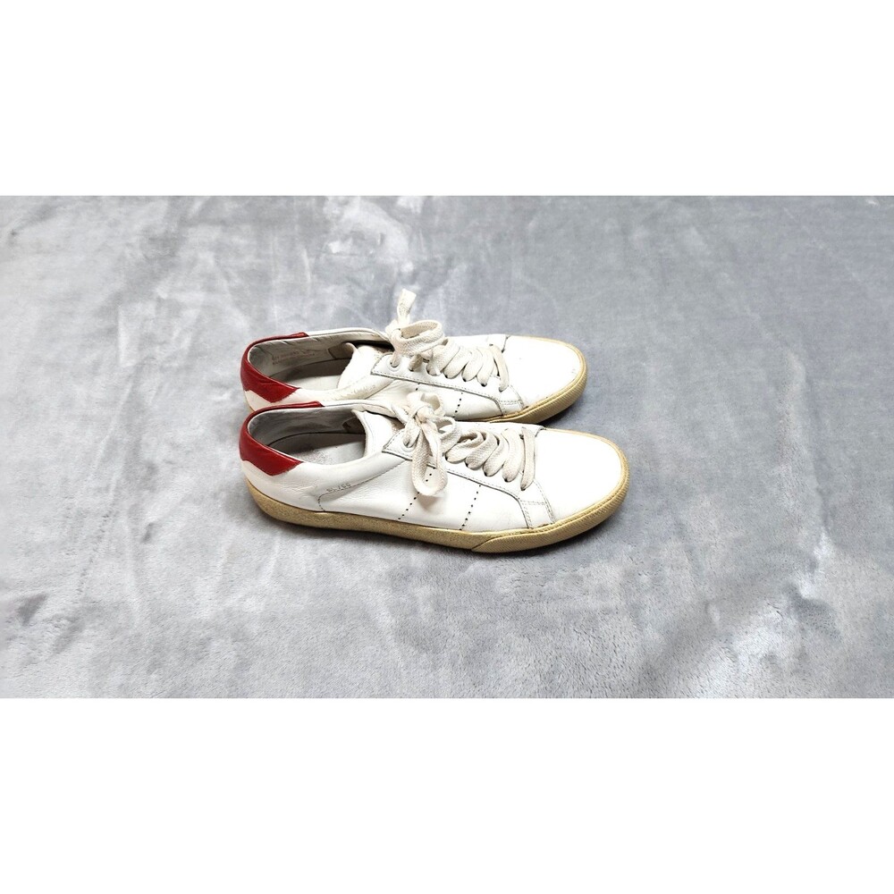 SAINT LAURENT Court White & Red Low Top Sneakers Size 35 Made in Spain